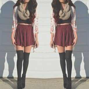 Casual knee high socks outfit: Knee highs,  Thigh High Socks  