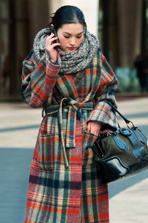 Plaid coat street style colorful: Trench coat,  Street Style,  Plaid Outfits  