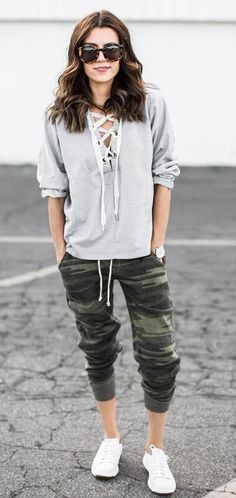 Casual jogger pants outfit womens: White Outfit,  Print Joggers,  Army Leggings Outfit,  Camo Joggers  