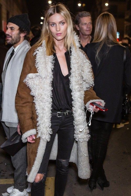 Anja rubik street style, street fashion, fashion design, fur clothing, anja rubik, long hair: Fashion photography,  Fur clothing,  Long hair,  winter outfits,  Street Style,  Anja Rubik  