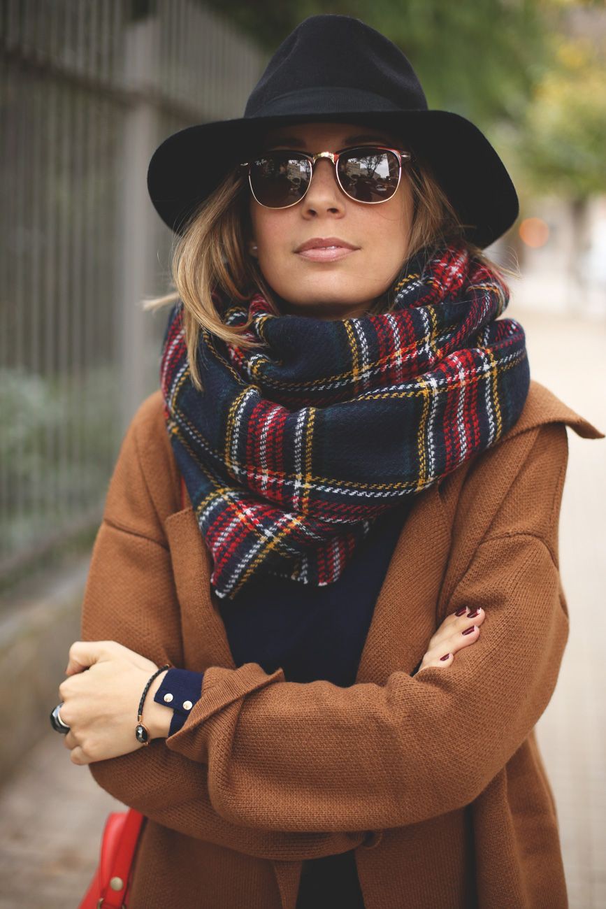 Hat and scarf outfit, fashion accessory, winter clothing, street fashion, knit cap: winter outfits,  Knit cap,  Fashion accessory,  Street Style,  Plaid Outfits  