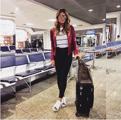 Look aeroporto thassia naves moda de viagem, street fashion: White Outfit,  Street Style,  Airport Outfit Ideas  