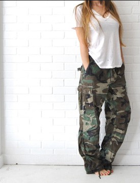 Low Waisted Baggy Camo Cargo Jeans  boohoo