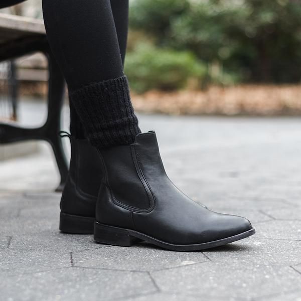 Black style outfit with: Riding boot,  Chelsea boot,  Stiletto heel,  Black Outfit,  Boot Outfits,  Snow boot,  Street Style,  Motorcycle boot,  Knee High Boot  
