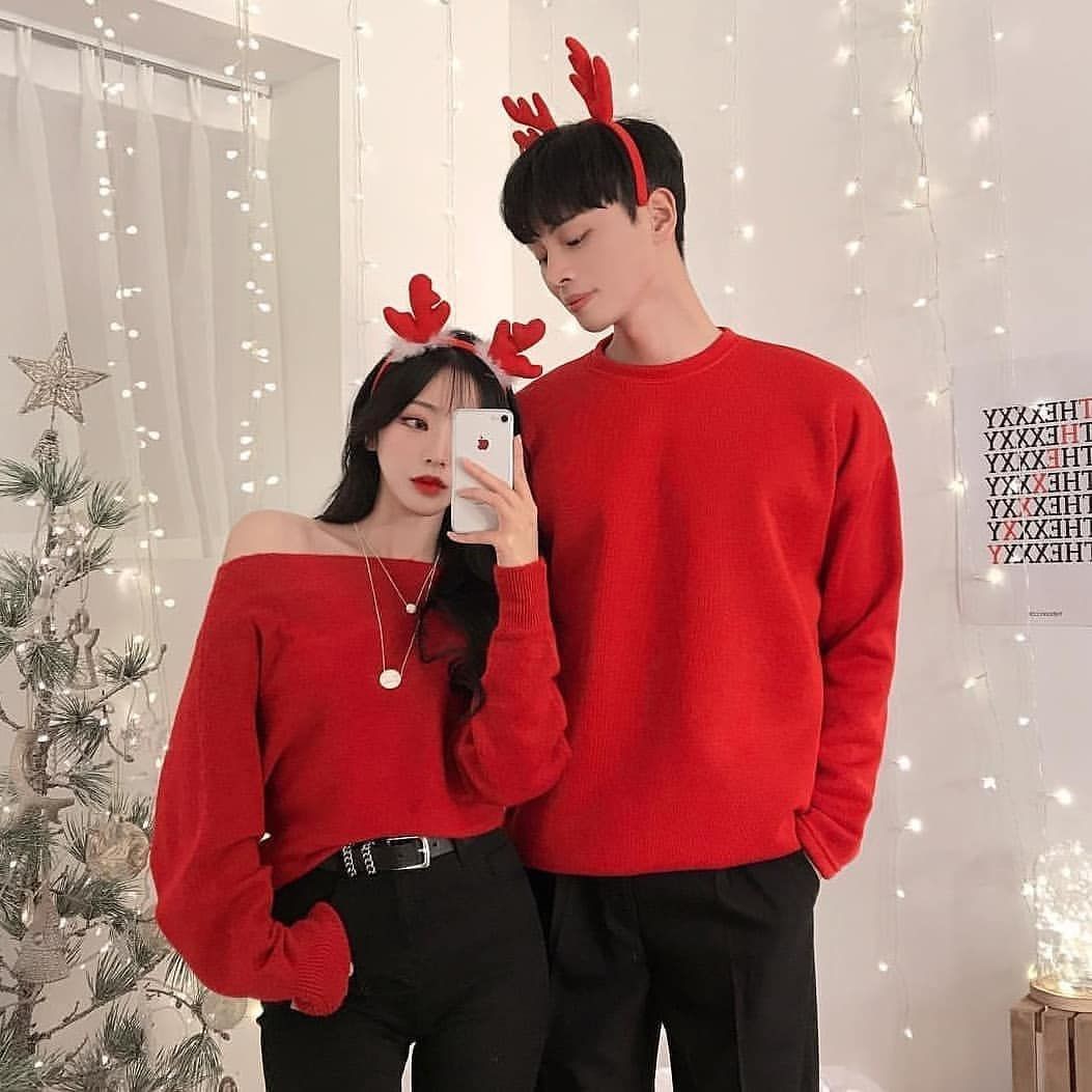 White and red colour outfit, you must try with sweater, top: T-Shirt Outfit,  Matching Couple Outfits,  White And Red Outfit  