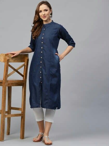 Blue colour dress with formal wear, day dress, jacket: fashion model,  Kurti top,  Mandarin collar,  day dress,  Formal wear,  Blue Outfit,  One Piece Garment,  Jeans & Kurti Combination  