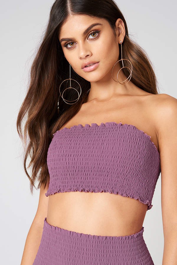 Purple attire with tube top, crop top, top: Crop top,  Tube top,  Purple Outfit,  Bandeau Dresses,  Alessandra Rich  