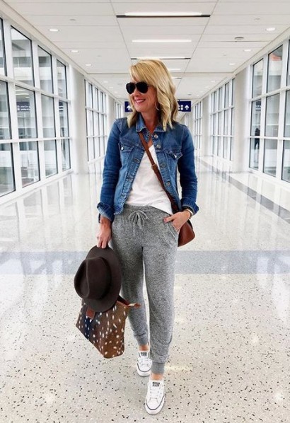 Colour outfit, you must try traveling spring outfit, street fashion, jean jacket, casual wear: Jean jacket,  Street Style,  Airport Outfit Ideas  