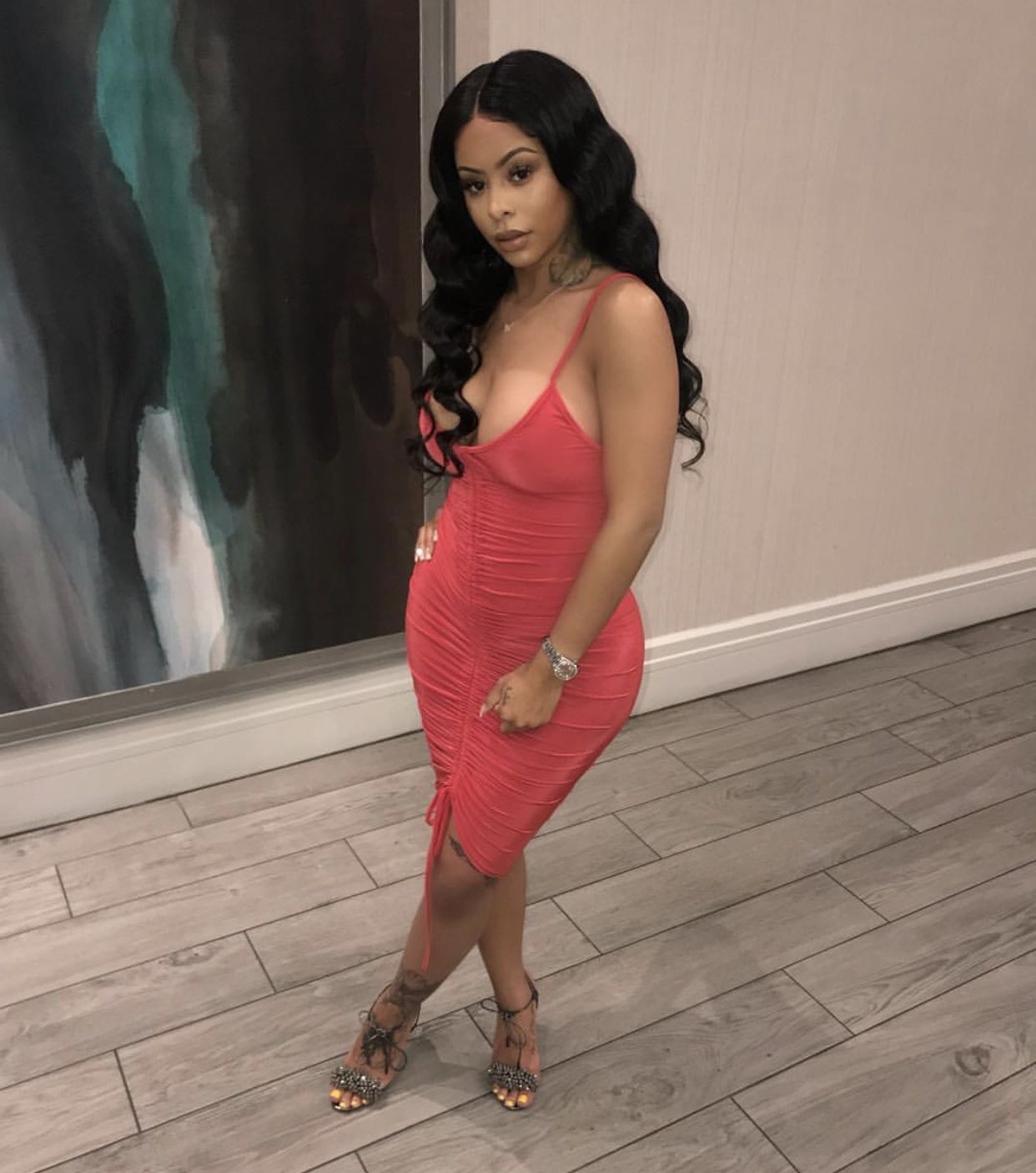 Alexis sky and fetty wap: Bodycon dress,  fashion model,  Pink Outfit  