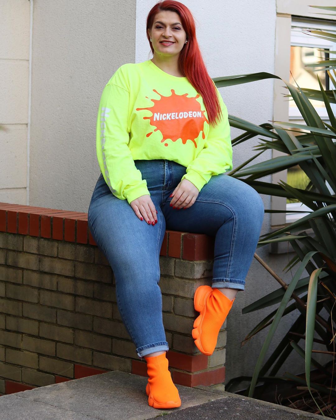 Yellow and orange denim, jeans, legs pic: Hot Plus Size Girls,  Yellow And Orange Outfit  