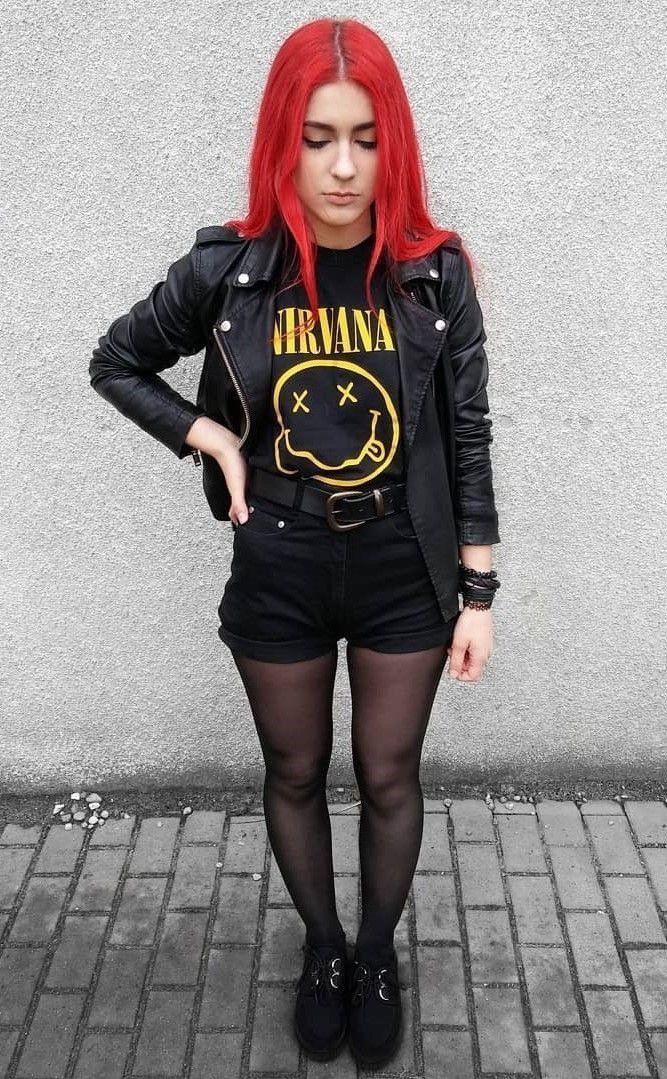 Outfit instagram sexy metal girls, leather jacket, street fashion, black  metal, heavy metal, punk rock, t shirt | Creeper Shoes Outfits | Black Metal,  Creepers Outfits, Heavy metal