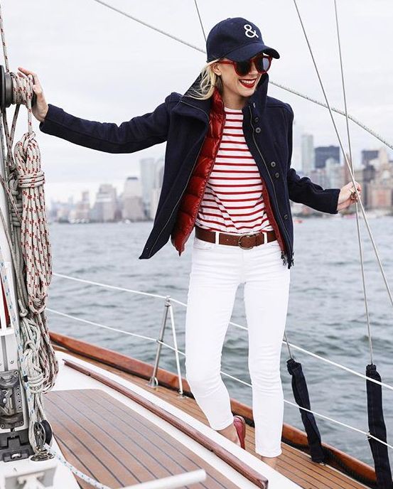 Colour combination segel outfit damen, casual wear, boho chic | Boating ...