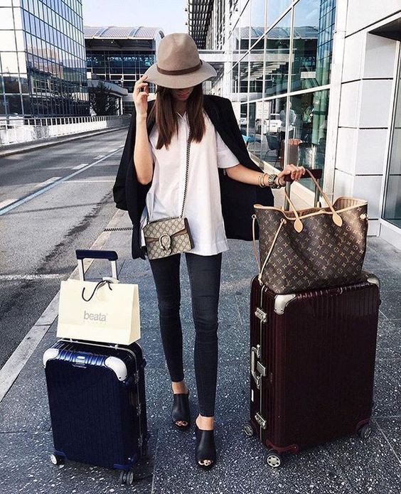 Fashion collection rimowa louis vuitton louis vuitton neverfull, fashion  accessory, Airport Outfits