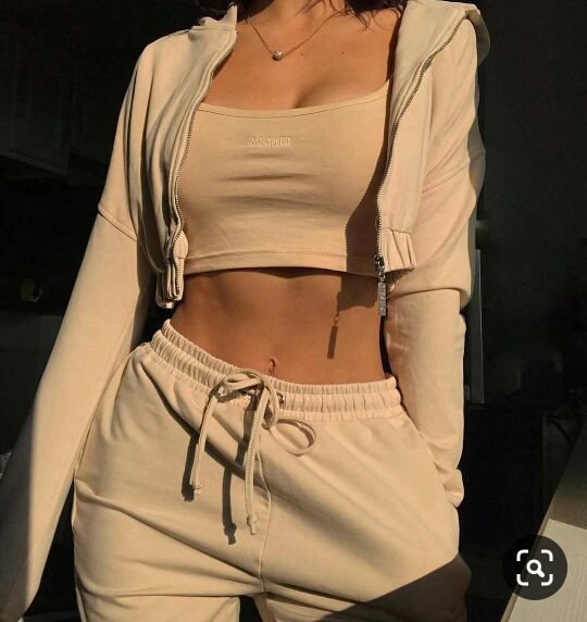 Dresses ideas meshki jogger beige, casual wear, crop top: Crop top,  Quarantine Outfits 2020  