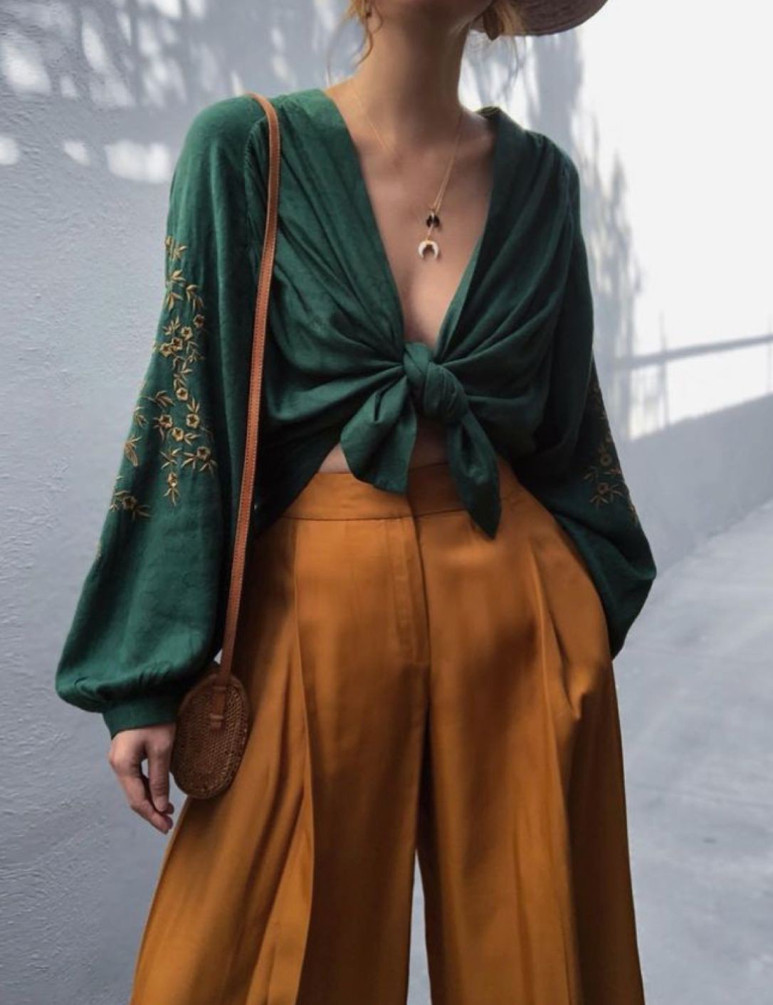 Tie Front Crop Top  Wide Leg Pants Satin TwoPiece  Tie front crop top  Wide leg trouser Crop tops