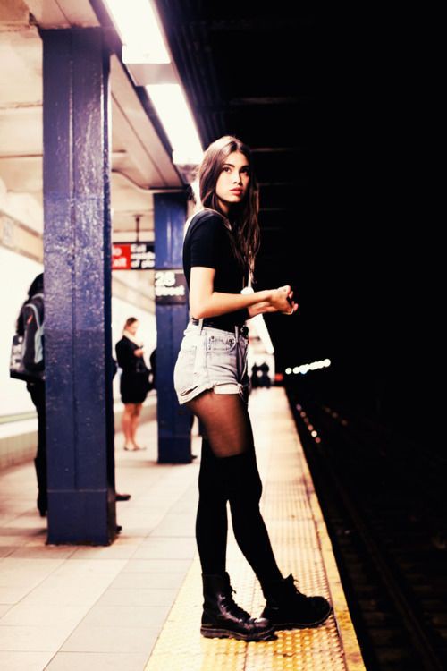Thigh high socks with doc martens: T-Shirt Outfit,  Knee highs,  Thigh High Socks  