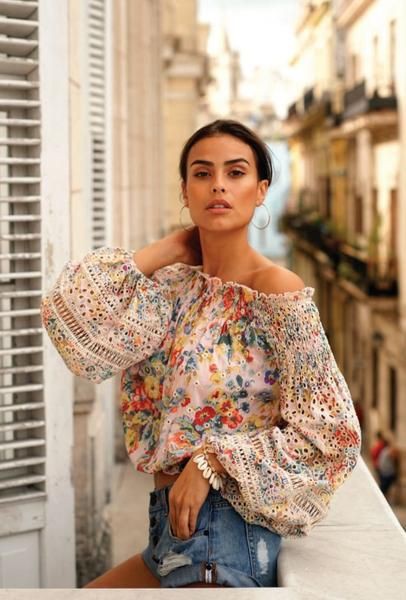 I really like these Off The Shoulder bell sleeved tops, they look great and will... | Summer Outfit Ideas 2020: Outfit Ideas,  summer outfits,  Top,  Bell sleeve,  Off Shoulder  