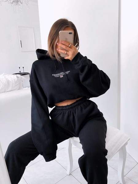 New Look zip up hoodie and trouser set in black  ASOS
