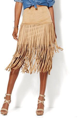 Colour outfit suede fringe skirts suede fringe skirt: Beige And Brown Outfit,  Suede Fringe Skirt,  Fringe Skirts  