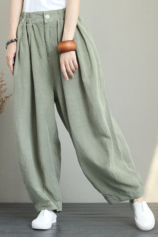 Wide leg linnen women loose trousers: Active Pants,  Khaki Outfit,  Suit Trousers,  Slouchy Pants  