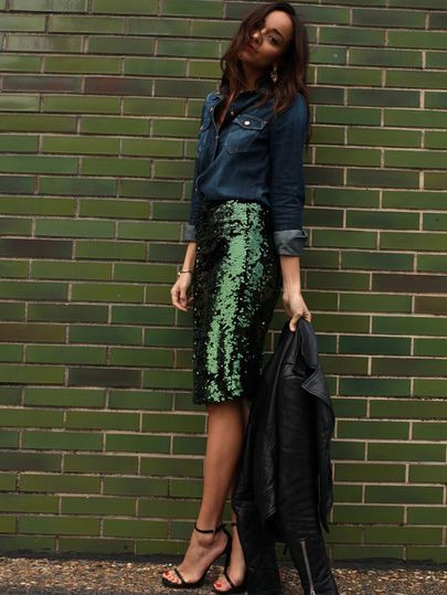 Dresses ideas saia brilhosa lapis, fashion accessory, street fashion, pencil skirt: Pencil skirt,  Sequin Dresses,  Fashion accessory,  Street Style  