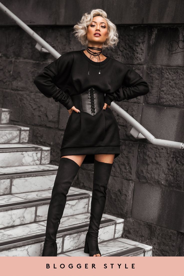 Corset belt with jumper dress