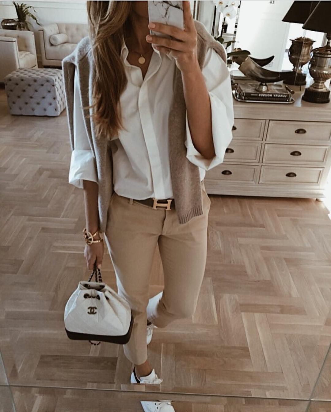 Beige and khaki classy outfit with trousers, blazer, shirt: Skirt Outfits,  Beige And Khaki Outfit  