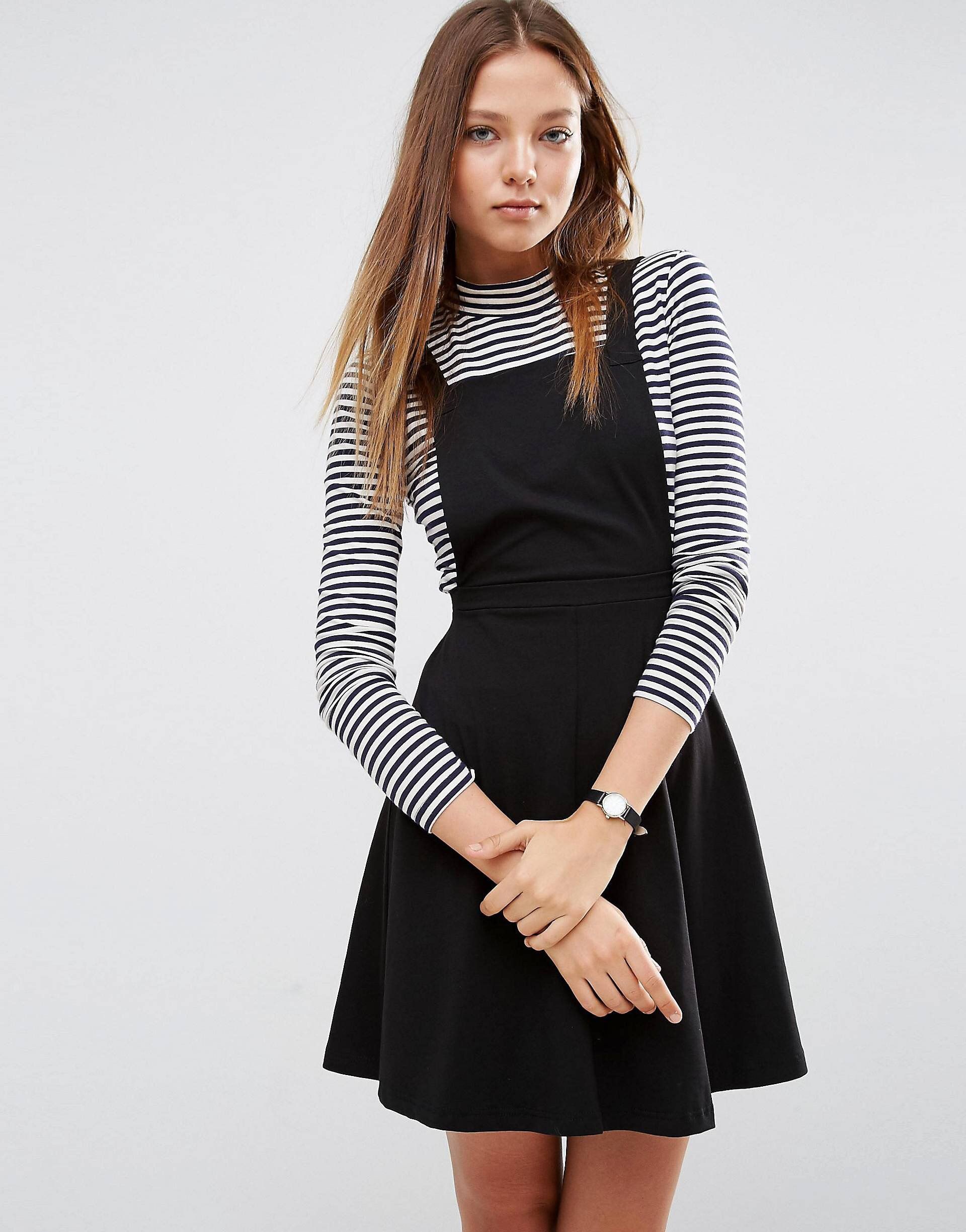 Dress with striped shirt underneath