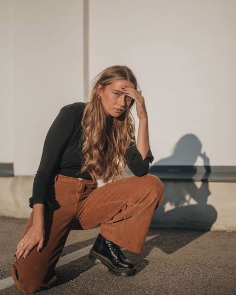 Corduroy pants women instagram, casual wear, photo shoot, brown hair, high rise, long hair: Long hair,  Brown hair,  Corduroy Pant Outfits  