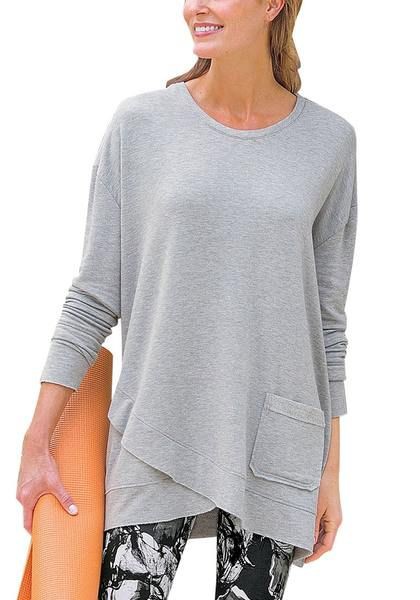 Grey Asymmetrical Tulip Hem Pullover Tunic Top | Summer Outfit Ideas 2020: Top,  Outfit Ideas,  summer outfits,  grey  