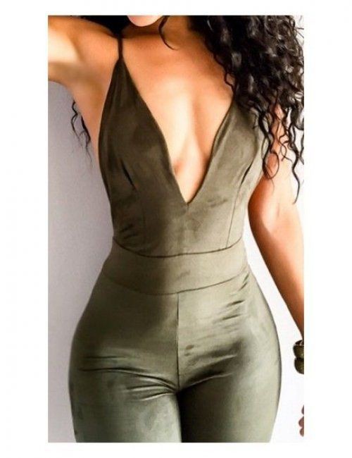 Women's Deep V-neck Backless Bodycon Sexy Club Jumpsuit | Summer Outfit Ideas 2020: Outfit Ideas,  summer outfits,  Womens clothing,  Sexy Girl,  Bodycon dress  