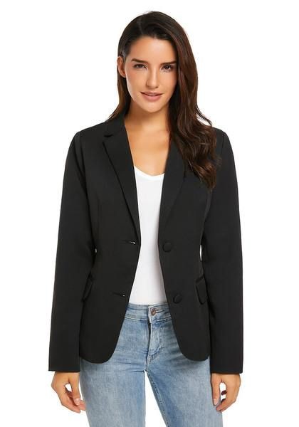 Black Flap Pocket Single Breasted Lapel Blazer | Summer Outfit Ideas 2020: Outfit Ideas,  Black,  summer outfits,  Blazer  