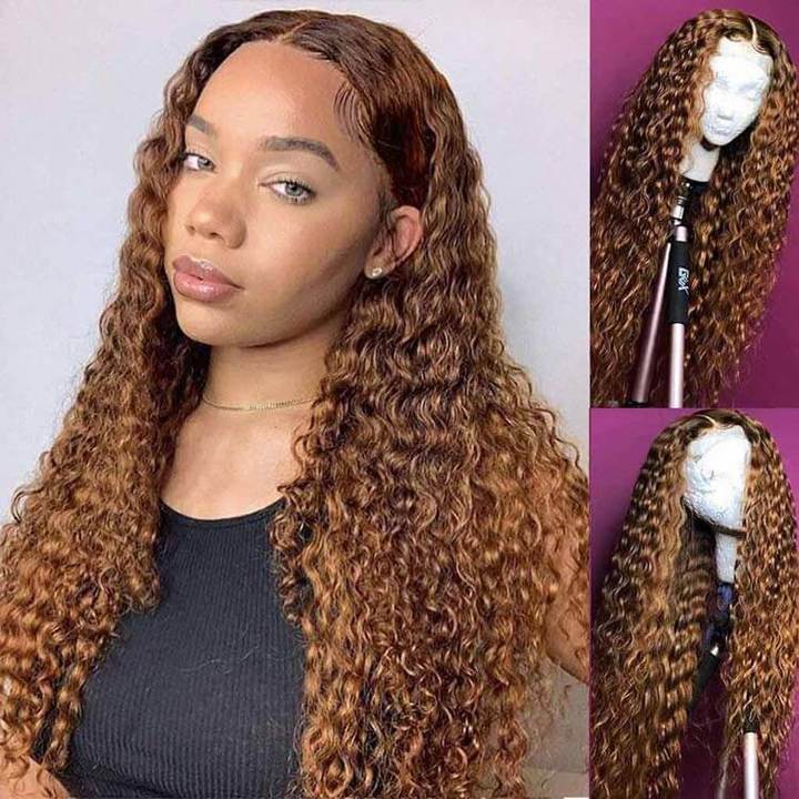 Brown Curly Hair Lace Front Wigs Of Straight & Curly -Ashimary Hair