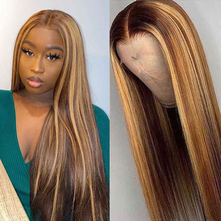 Highlight Wig 4*4/13*4/13*6 Lace Front Wigs Brazilian Straight Hair-AshimaryHair.com: Hair highlighting  