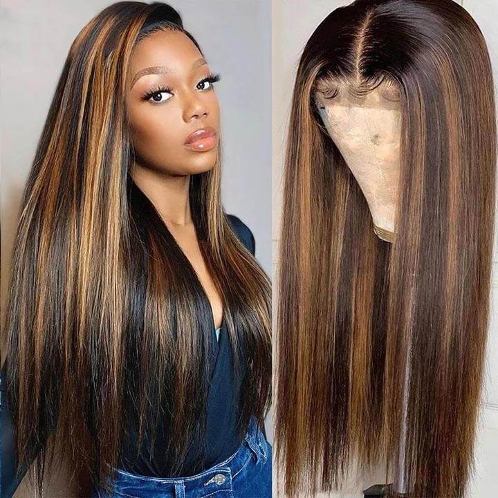 Highlight Wig 4*4/13*4/13*6 Lace Front Wigs Brazilian Straight Hair-AshimaryHair.com