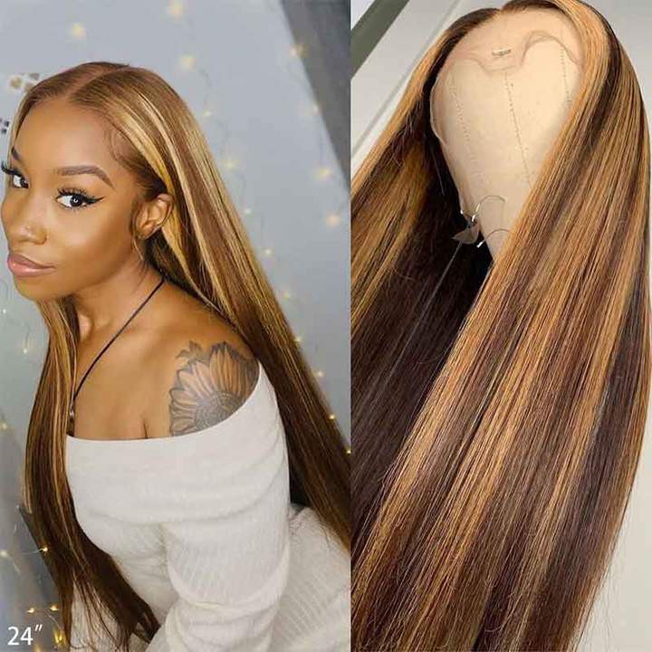 Highlight Wig 4*4/13*4/13*6 Lace Front Wigs Brazilian Straight Hair-AshimaryHair.com