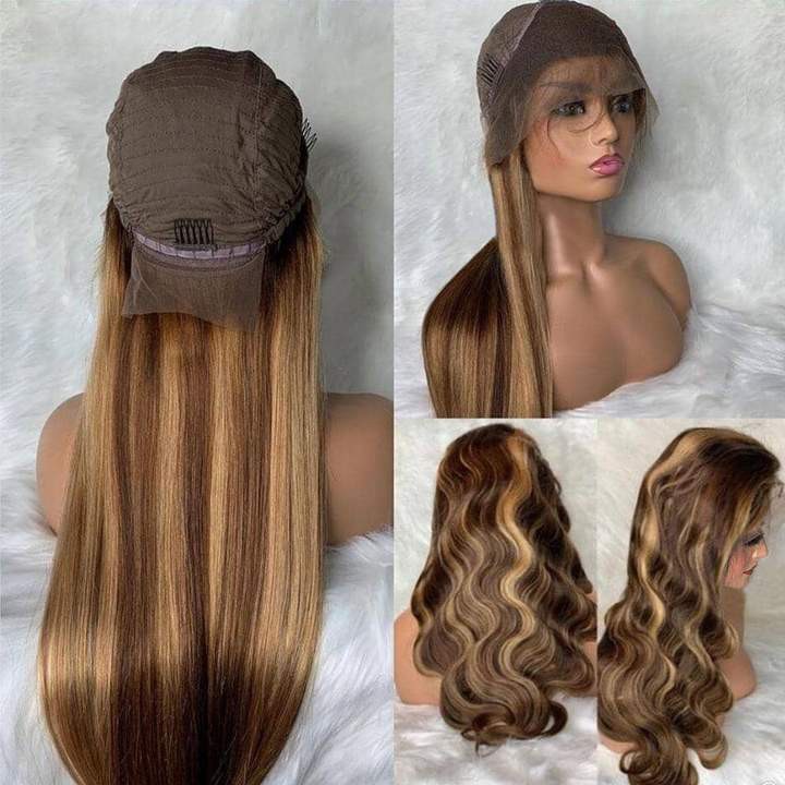 Highlight Wig 4*4/13*4/13*6 Lace Front Wigs Brazilian Straight Hair-AshimaryHair.com: Hair highlighting,  Hair Care,  highlight wig  