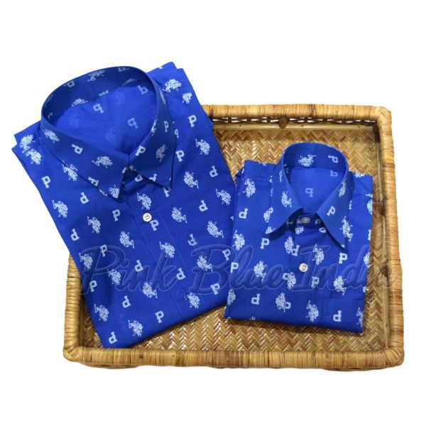 Stylish Jaipuri hand block printed Father and Son Shirts: Outfit Ideas,  Blue shirt  