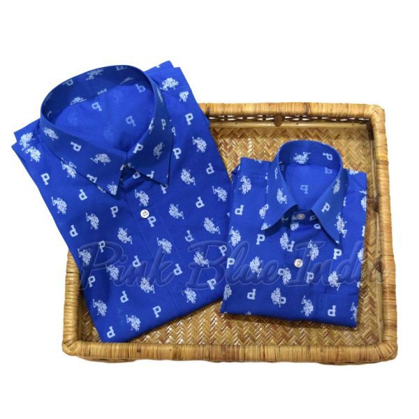 Stylish Jaipuri hand block printed Father and Son Shirts: Outfit Ideas,  Father Son Shirts,  Dad Son Cotton Shirts,  Blue shirt  