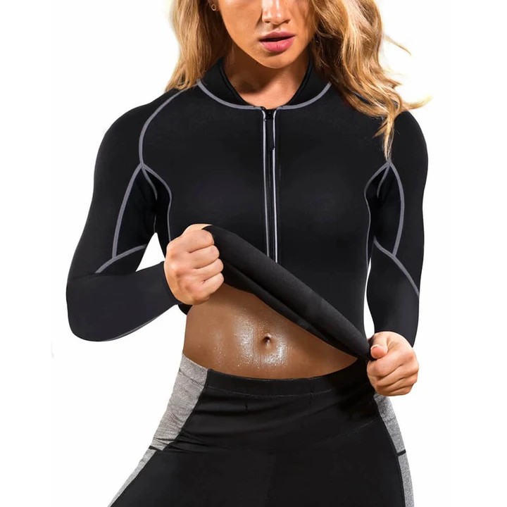 Women Hot Sweat Weight Loss Shirt Neoprene Body Shaper Sauna Jacket Suit: 