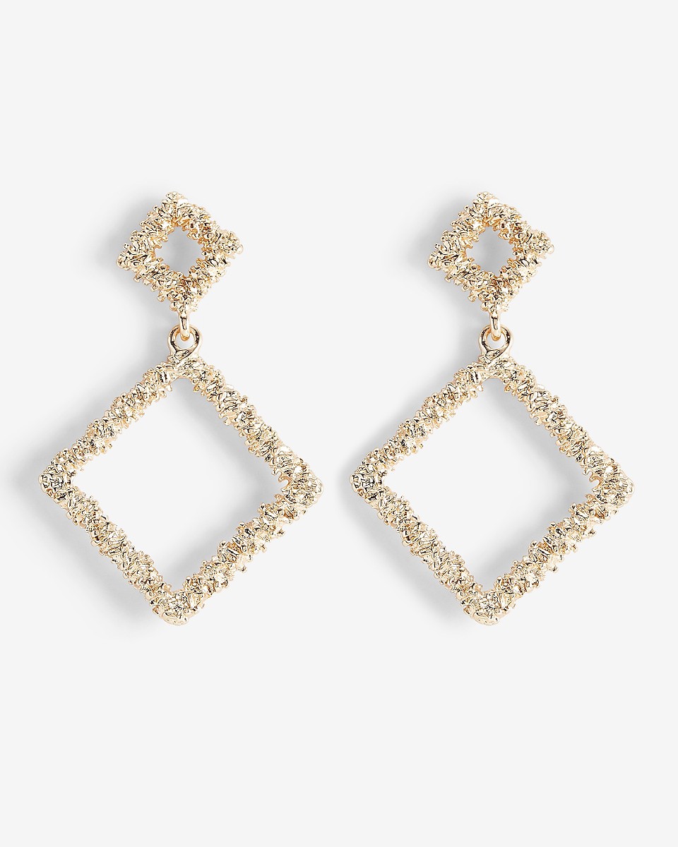 Crackle Metal Diamond Drop Earrings | Express: 