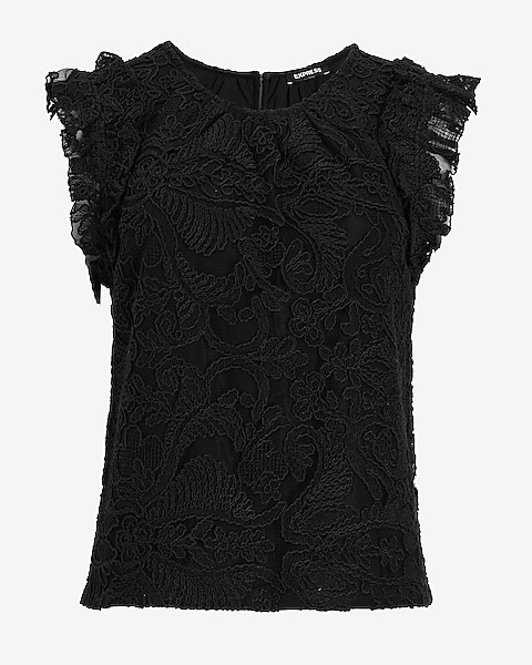 Crochet Lace Ruffle Mock Neck Tank | Express: Crochet Dress  