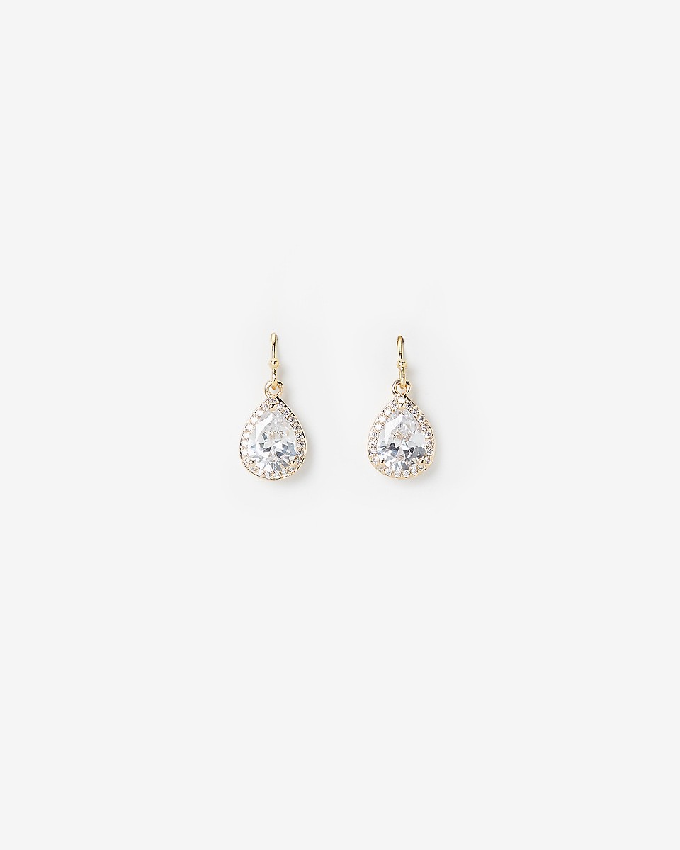 Cubic Zirconia Halo Teardrop Earrings | Express: 