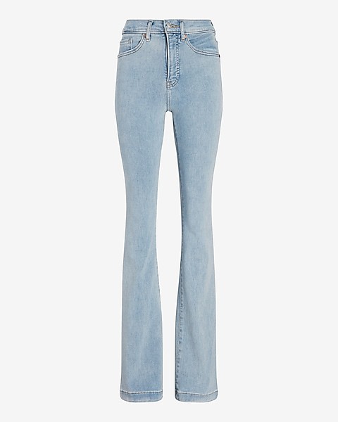 High Waisted Light Wash Flare Jeans | Express: Denim Pants  