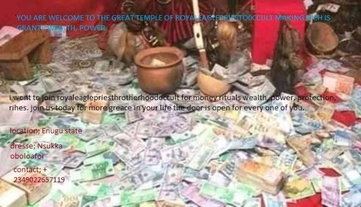 I WANT TO JOIN OCCULT FOR MONEY RITUAL ?.+2349022657119. ✔️: 