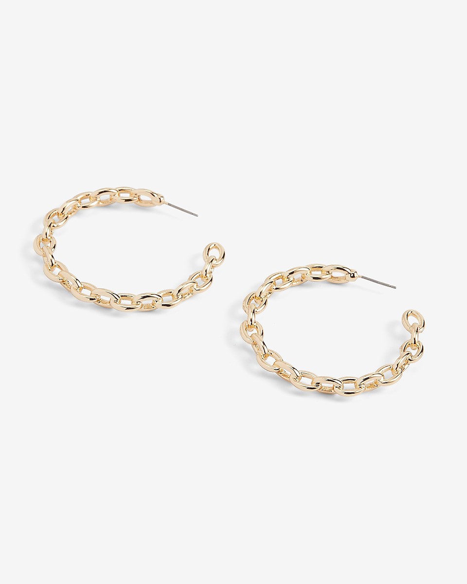 Interlocking Chain Hoop Earrings | Express: 