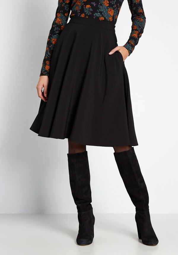 ModCloth Just This Sway A-Line Skirt Black: 
