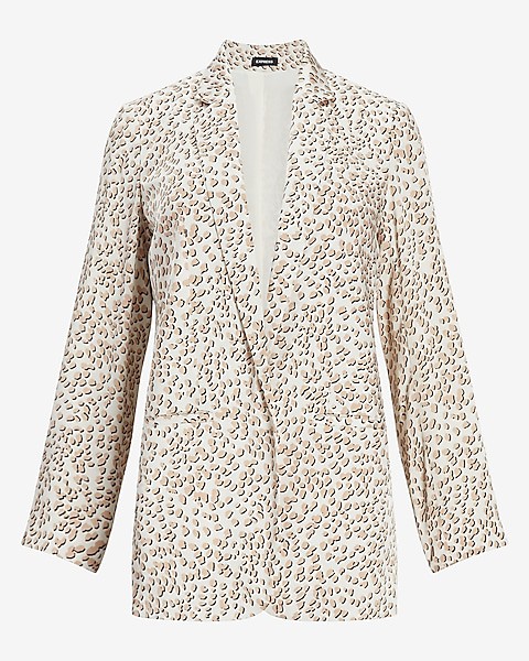 Satin Leopard Boyfriend Blazer | Express: 