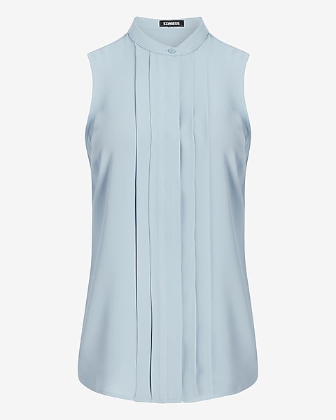 Sleeveless Pleated Front Shirt | Express | Sleeveless