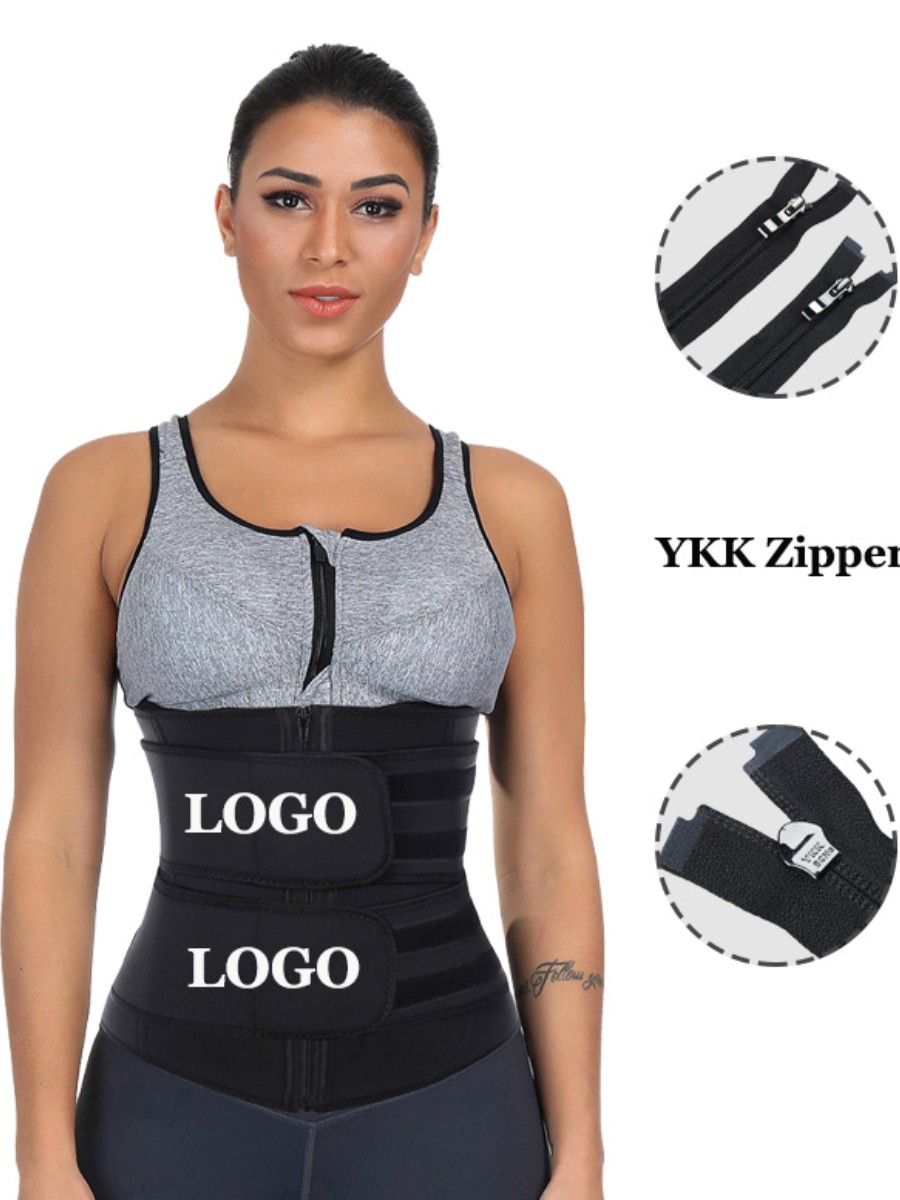 Black Big Size Latex Waist Slimmer With YKK Zipper Body Shapewear